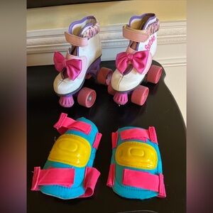 vintage 90s Brookfield Barbie Skates child size 10 with playskool knee pads
